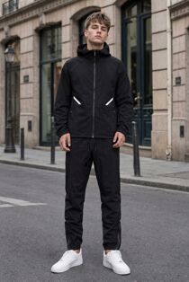 Black High Vis Colour Block Slim Fit Hooded Jacket & Joggers