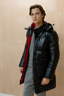 Black Longline Shiny Puffer Jacket