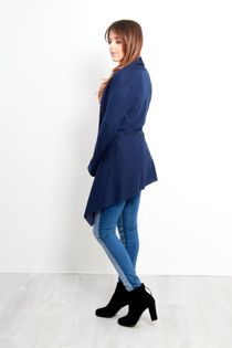 Navy Rib Waterfall Cardigan