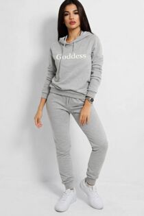Grey Sequin CG Hooded Loungewear Set