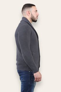 Shawl Neck Button Up Half Stitch Cardigan