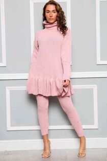 Knitted Frill Polo Loungewear Set
