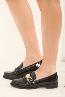 Black Designer Patent Slip on Loafer