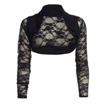 Lace Mesh Cropped Shrug