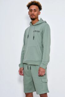 Sage Printed Hoodie And Shorts Tracksuit