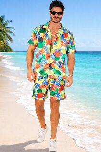 Colorful Casino Dice Print Shirt and Shorts Set