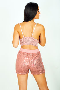 Sequinned High Waist Shorts 