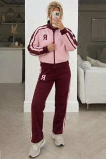 Wine R Label Striped Lounge Tracksuit Set
