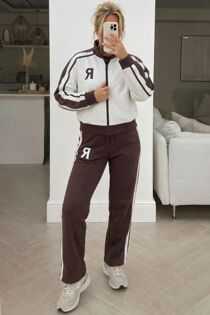 Chocolate R Label Striped Lounge Tracksuit Set