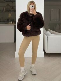 Chocolate Faux Fur Layered Coat