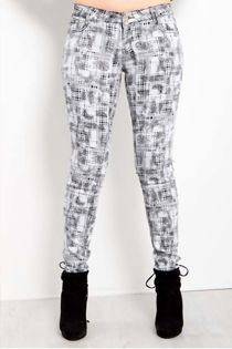 White Check Skinny Fit Jeans