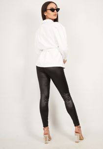 White Puff Sleeve Denim Jacket 