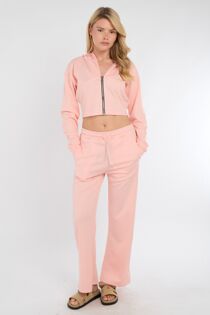 Pink Corset Fit Hoodie With Straight Leg Trouser