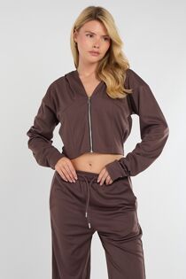 Brown Corset Fit Hoodie With Straight Leg Trouser