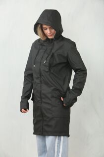Black Waterproof Hooded Raincoat Jacket