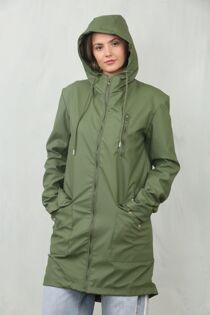 Olive Waterproof Hooded Raincoat Jacket