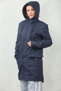 Navy Waterproof Hooded Raincoat Jacket