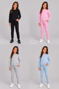 Kids Girls Round Neck Sweatshirt With Bottom Tracksuits