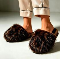 Chocolate Leopard Cosy Faux Fur Lined Slip-on Slippers