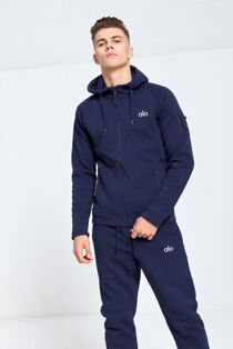 Navy Zip Through Skinny Fit Hood Printed Tracksuit