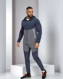 Slate Grey Gray Softshell Hooded Windbreaker Jacket With Jogger