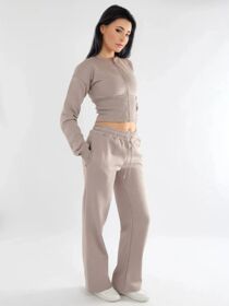 Dove Grey Corset Fit Sweatshirt With Straight Leg Trouser