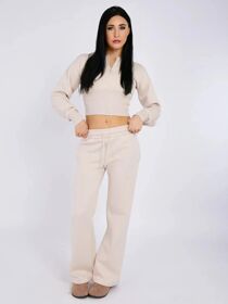 Oatmeal Corset Fit Sweatshirt With Straight Leg Trouser