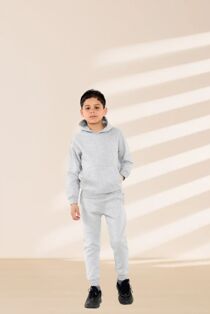 Kids Boys Plain Fleece Pullover Hooded Tracksuit