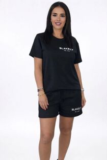Black Printed T-Shirt  And Shorts Co-Ord Set