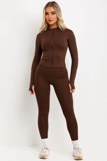 Chocolate Active Top And Legging Energy Gym Set