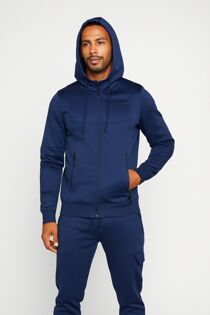 Navy Full-Zip Hoodie With Cargo Pocket Jogger Tracksuit