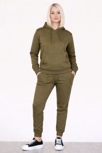 Khaki Block Hem Zipper Pullover Skinny Tracksuit