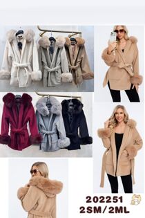 Cream Faux Fur Fluffy Cuffs Hooded Belted Coat
