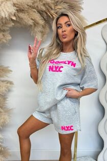 Oversized Brooklyn NYC Embroidered T-Shirt With Shorts