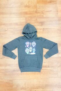 Charcoal Oversized Printed Pullover Fleece Hoodie