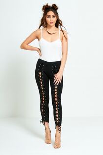 Black Lace Up Leggings