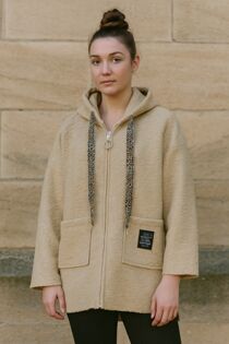 Oversized Teddy Fleece Hoodie With Leopard Print Drawstrings