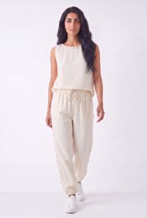 Studded Embellished Sleeveless Top And Relaxed Harem Pants