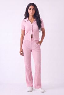 Cheesecloth Crinkle Texture Button Front Shirt With Wide Leg Pant