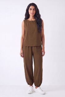 Studded Embellished Sleeveless Top And Relaxed Harem Pants