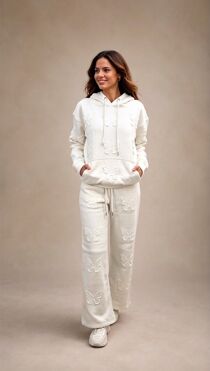 Bleach Grey Butterfly Embossed Hoodie Straight Leg Jogger