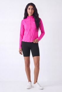 Hot Pink High Neck Printed Lightweight Athletic Jacket