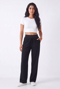 Elasticated Banded Waist Relaxed Fit Wide Leg Pant