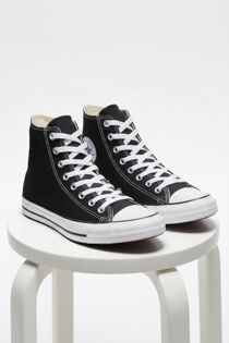 Black Canvas High Top White Lace Up Trainers