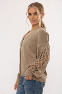 Braided Sleeve Detailed Buttoned Cardigans