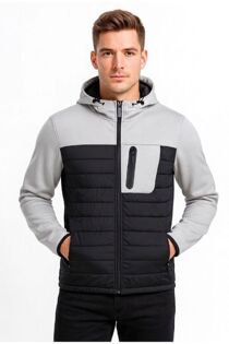 Grey Padded Front Zip Pocket Puffer Jacket