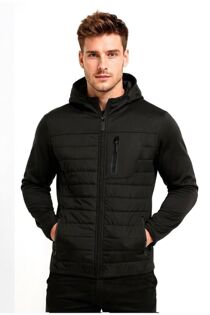 Black Padded Front Zip Pocket Puffer Jacket