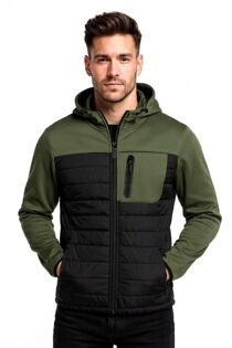 Khaki Padded Front Zip Pocket Puffer Jacket