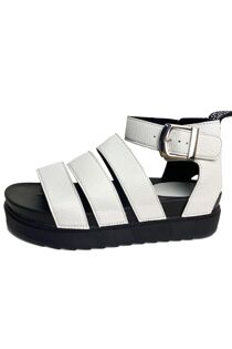 White Gladiator Style Flat Sandals