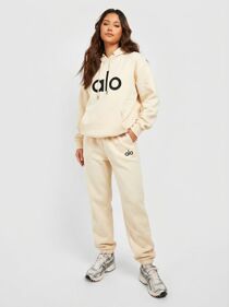 Cream Printed Oversized Hoody and Jogger Tracksuit